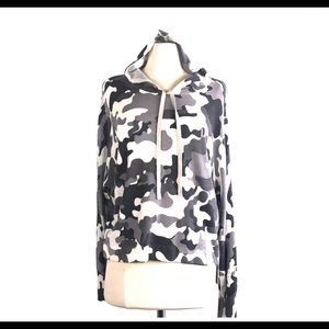 Central Park West Hoodie Gray Ivory L/S Camo sz S